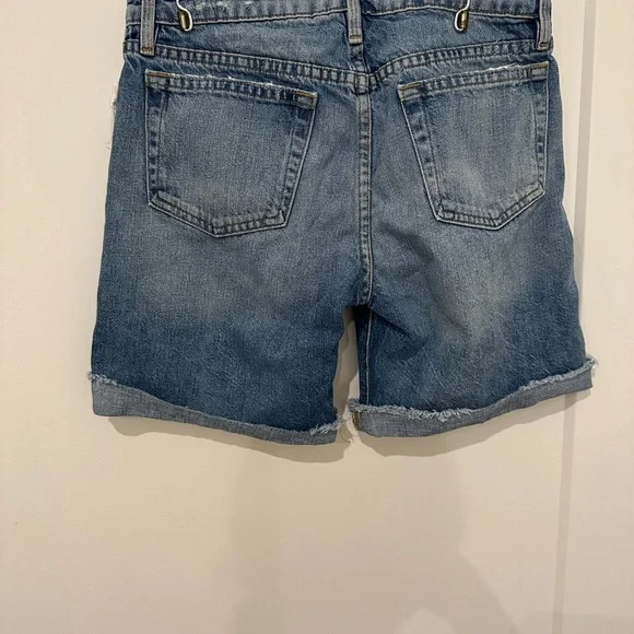 Frame Le Grand Garçon Denim Blue Distressed Jean Shorts - Picture 2 of 4